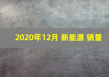 2020年12月 新能源 销量